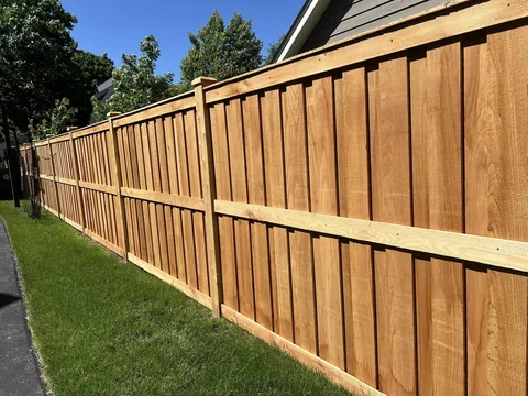 New cedar board-on-board privacy fence